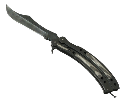 Butterfly Knife | Black Laminate | StatTrak™ Battle-Scarred